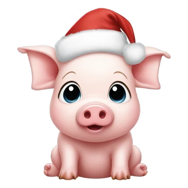 Baby pig wearing Santa hat blowing a kiss sticker