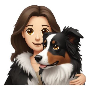 black border collie and woman with long brown hair sticker