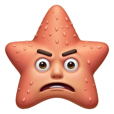 Patrick star close up face, super detailed with pores, extra detail in facial expression, intense stare  sticker
