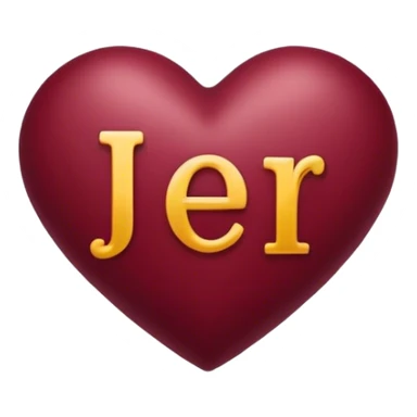 Burgundy heart with the letters Jer in the middle  sticker