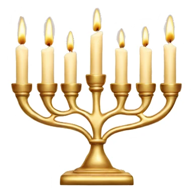 Gold Menorah with 4 candles on each side sticker