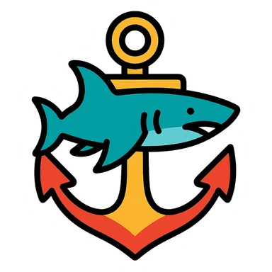 color outline icon of a shark anchor sticker