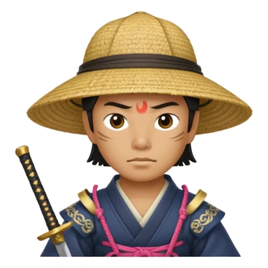 Samurais in Hat, Samurai with straw hat and sword sheath sticker
