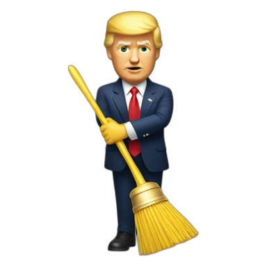Trump with a golden toilet brush in hand sticker