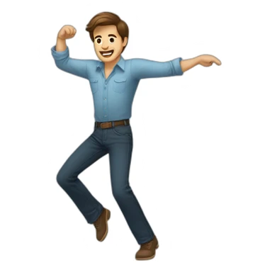 brown hair man with shirt dancing jive sticker