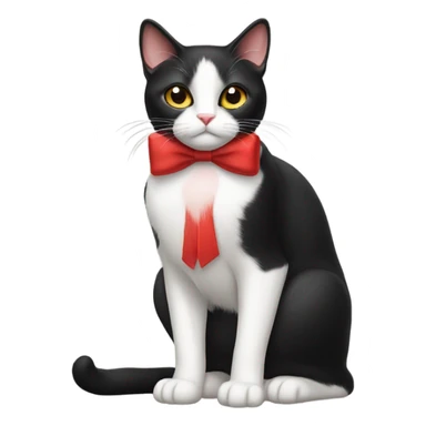Tuxedo cat with red bow  sticker