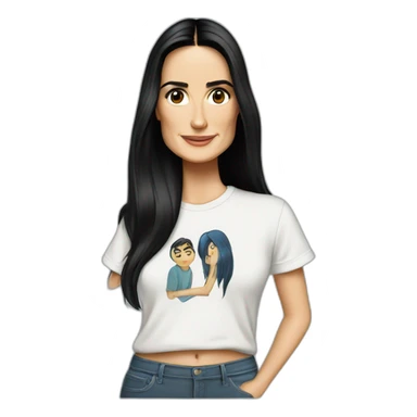 demi moore cartoon wearing tee sticker