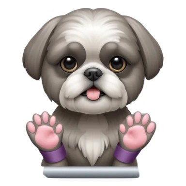 cute all grey shih tzuh behind window blinds pulling them open with one paw and PEEKING through the slit between the blinds sticker
