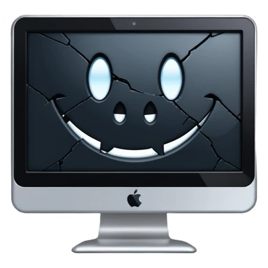 Broken computer monitor with no face  sticker