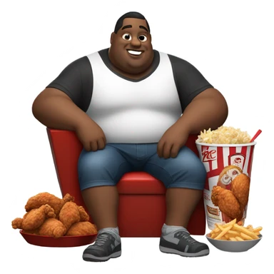 big fat man eating kfc  sticker