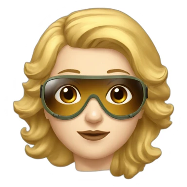 Soviet female pilot golden hair blue ayes Brown goggles sticker