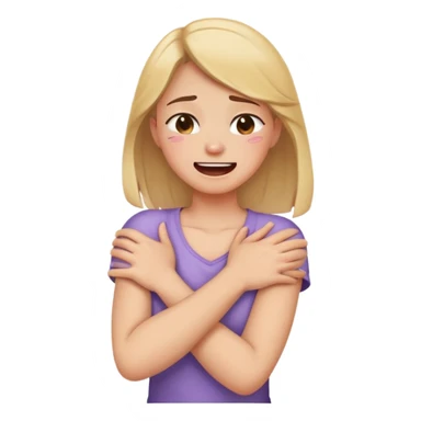 arms crossed holding neck crying laughing girl sticker