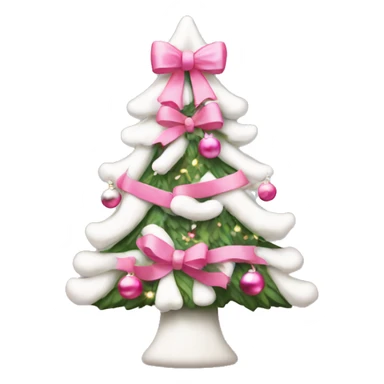Christmas tree with pink and white bows ornaments  sticker