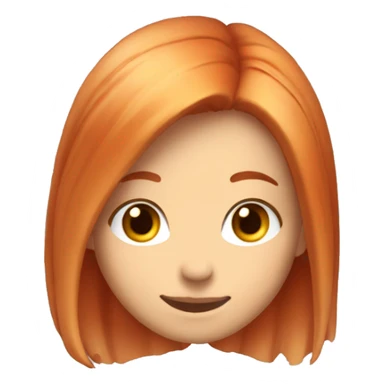 Faded dyed red hair kinda orange with blonde roots girl with long cute smile chin with chin dent smiling sticker