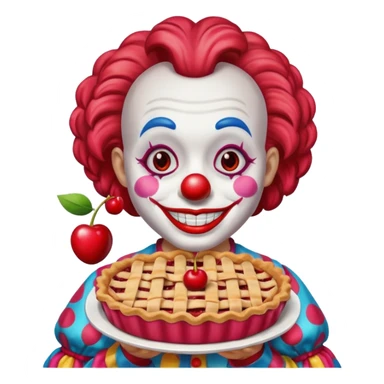 a clown with a cherry pie sticker