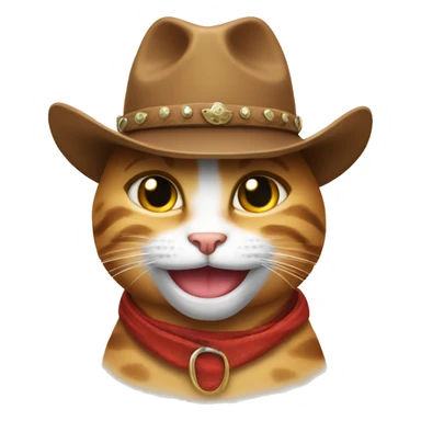 iOS cat grin emoji with cowboy hat sticker