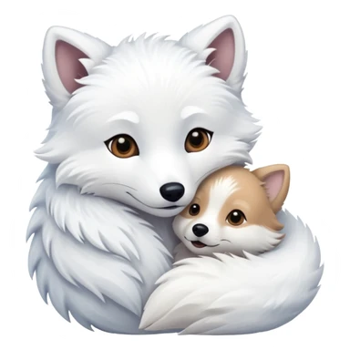 Arctic fox and dog hugging sticker