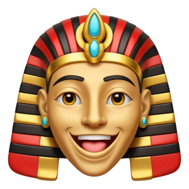Discord emoji for "RA Silkroad", Ancient Egyptian theme, funny Pharaoh face laughing widely, cartoonish, colorful, shiny gold accents, small and clear, perfect for emoji use.
 sticker