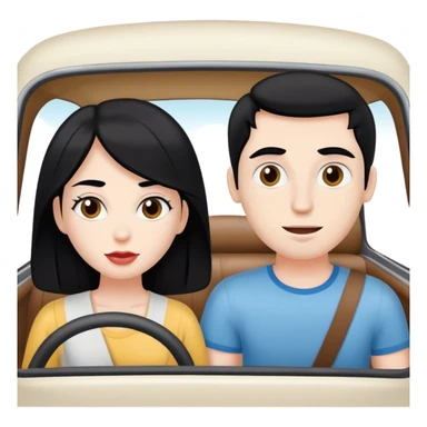 Two people man and woman on a road trip girl with black hair and white skin, man with brown hair and white skin  sticker