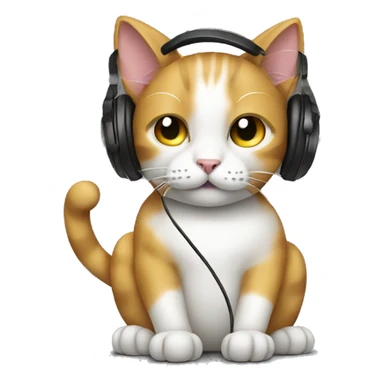 cat listening to music on headphones  sticker