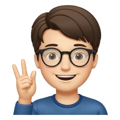 un ragazzo con gli occhiali e capelli al lato che fa l'occhiolino ed è felice sticker