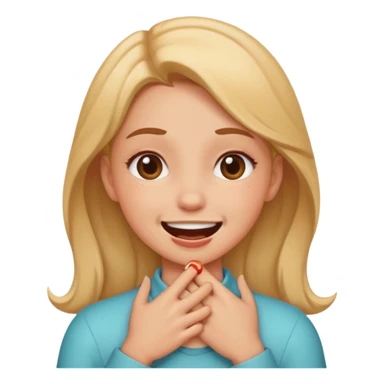 girl smiling but choking herself sticker