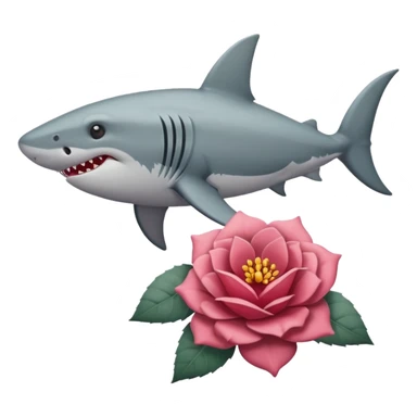 Un tiburón con una flor sticker