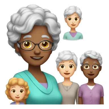 Granny with family with different color of hair sticker