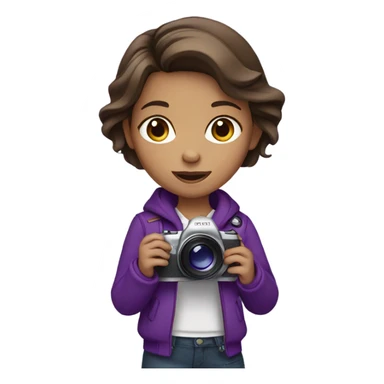 Girl photographer with purple camera and jacket with brown hair  sticker