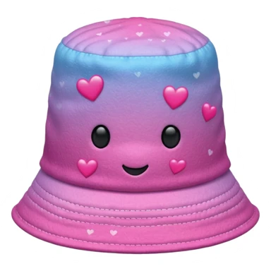 Pink ombre bucket hat with hearts and glitter sticker
