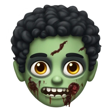 Zombie boy with black curly hair sticker