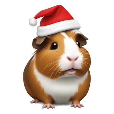 Guinea pig wearing a Santa hat sticker