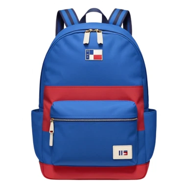 simple blue backpack with tommyjeans logo like american flag ony at the bottom pocket 

 sticker
