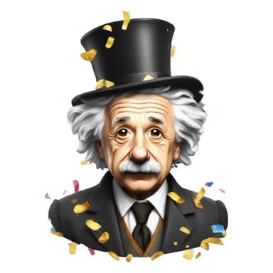 albert einstein with party hat confetti sticker
