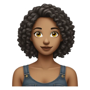 Realistic pretty brazilian young women with long curly hair with black crop top and very baggy jeans  sticker