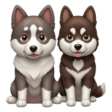 Chocolate lab sitting beside husky sticker