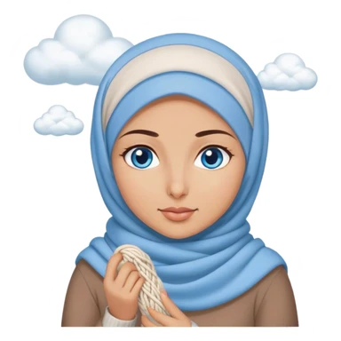 Turkish beautiful finish Konya girl blue eyes with clouds hijab does knitting  sticker