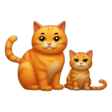 big fat orange cat and small black kitten sticker