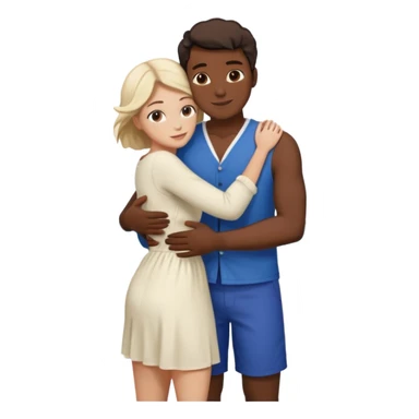 Metis black Man and white woman hug in love on beach sticker
