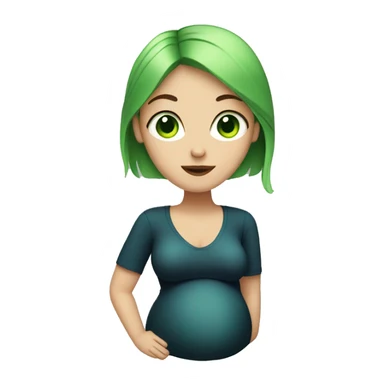 Pregnant white women with black hair and green eyes doing a peace sign  sticker