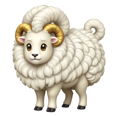 cinematic-[ram]-realistic-full-body-standing-emoji,-tail-flicking-lazily,-head-tilted-dramatically,-curly-[white]-fur,-simplified-yet-realistic-focused-features,-highly-detailed,-glowing-with-an-almost-sarcastic-glow sticker