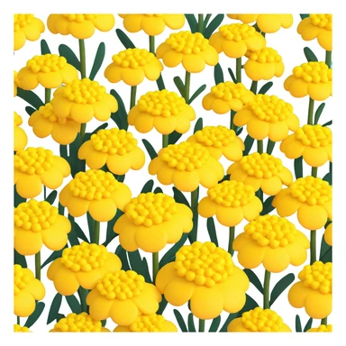 3D iOS cartoon style illustration of a yellow yarrow flower, voluminous, soft, playful look, no smiles or faces, rounded dimensional shapes, bright colors typical of iOS emojis, natural and expressive, not anthropomorphic sticker