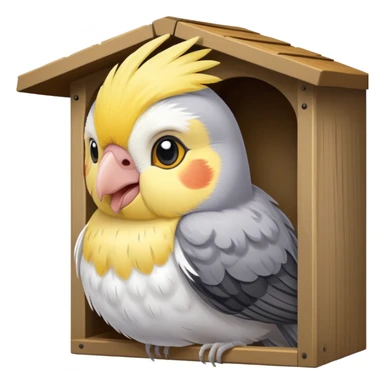 Cockatiel in a nestbox sticker