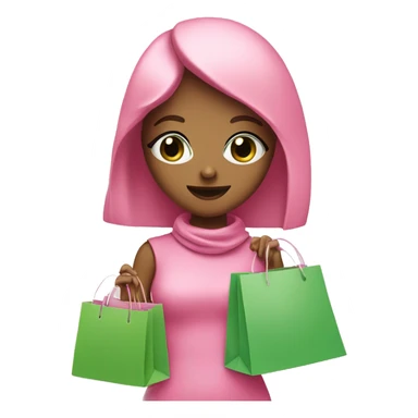 cute light brown with green eyes wearing pink surrounded by pink shopping bags sticker