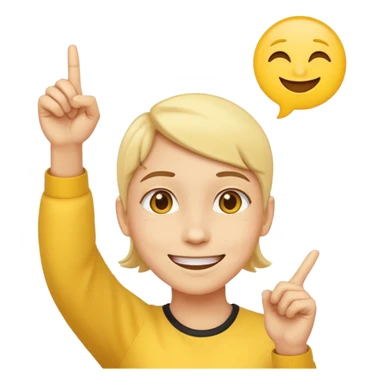 A normal smiling yellow emoji like the basic iPhone one's pointing to its head like it has a great idea sticker
