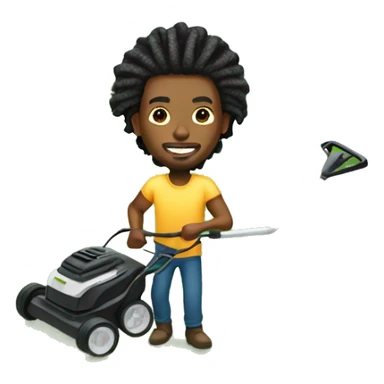 light skin Black man with dreads mowing lawn aerial view  sticker
