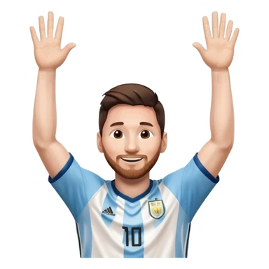 Lionel Messi celebrating with arms raised in Argentina football jersey sticker