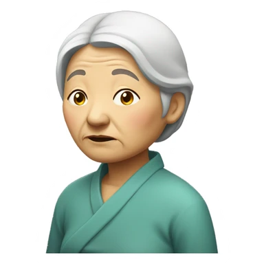 Chinese old woman sad standing sticker