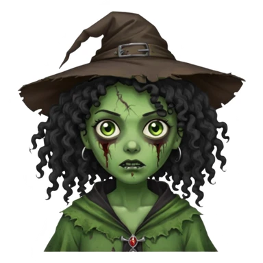 black curly hair, dark skin Zombie Witches sticker
