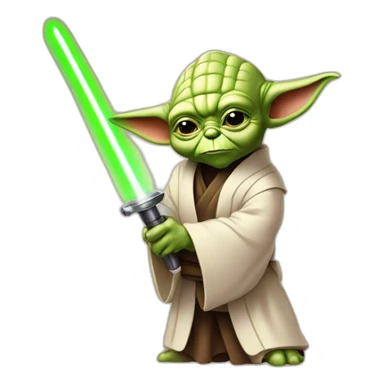 maitre yoda qui tien un sabre laser rose sticker